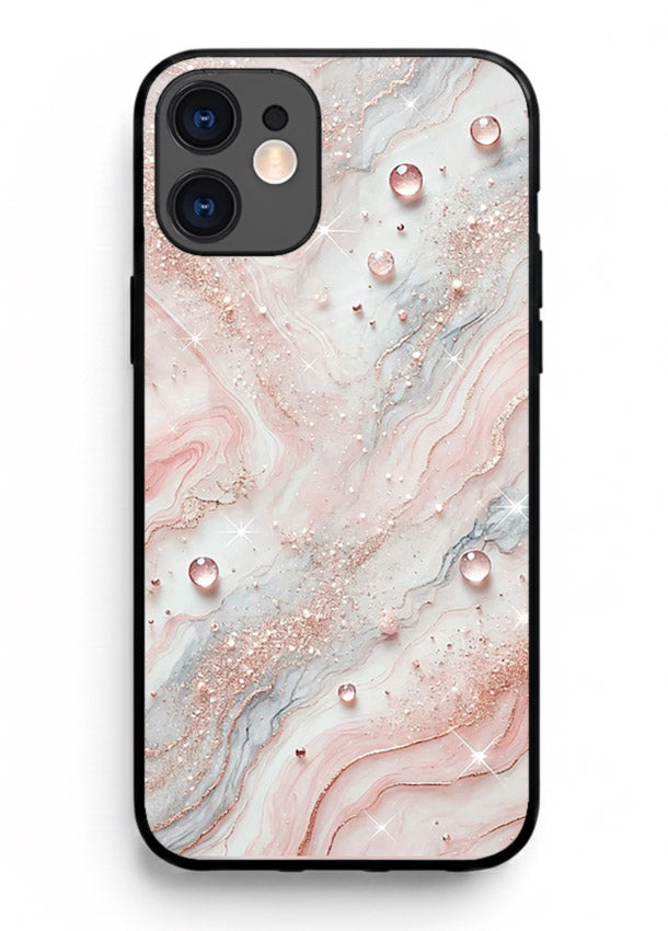 WhiteGold Accent Vein iphone 11 glass back cover with white marble and gold accent veins