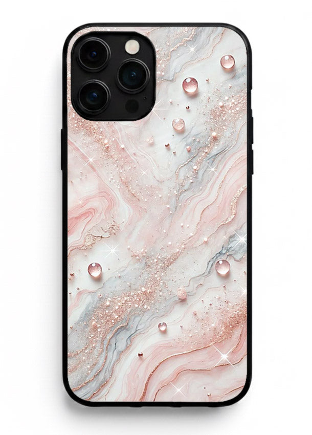 WhiteGold Accent Vein iphone 16 pro max glass back cover with white marble and gold accent veins