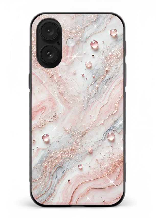 WhiteGold Accent Vein iphone 17 glass back cover with white marble and gold accent veins
