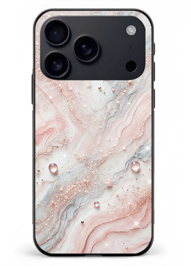 WhiteGold Accent Vein iphone 18 pro max glass back cover with white marble and gold accent veins