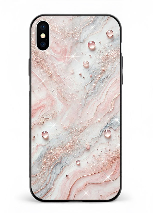 WhiteGold Accent Vein iphone xs max glass back cover with white marble and gold accent veins