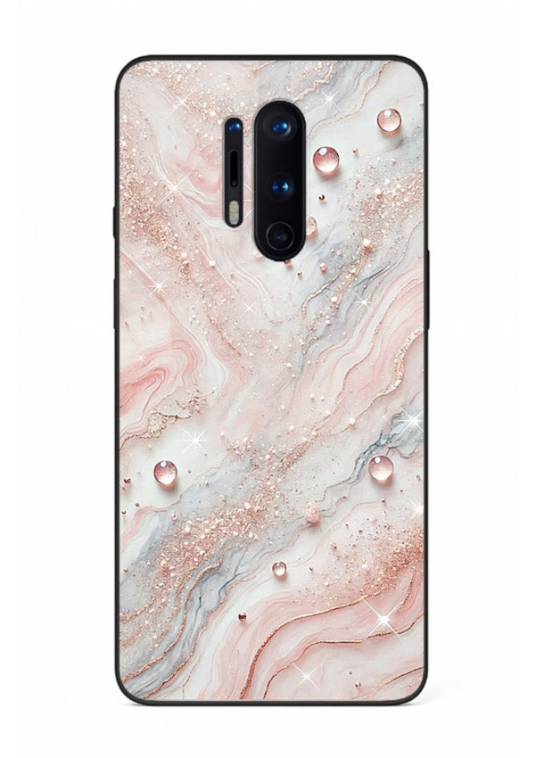 WhiteGold Accent Vein OnePlus 8 Pro glass back cover with white marble and gold accent veins