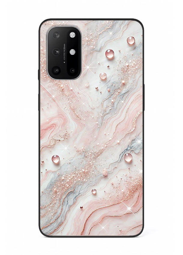 WhiteGold Accent Vein OnePlus 8T glass back cover with white marble and gold accent veins