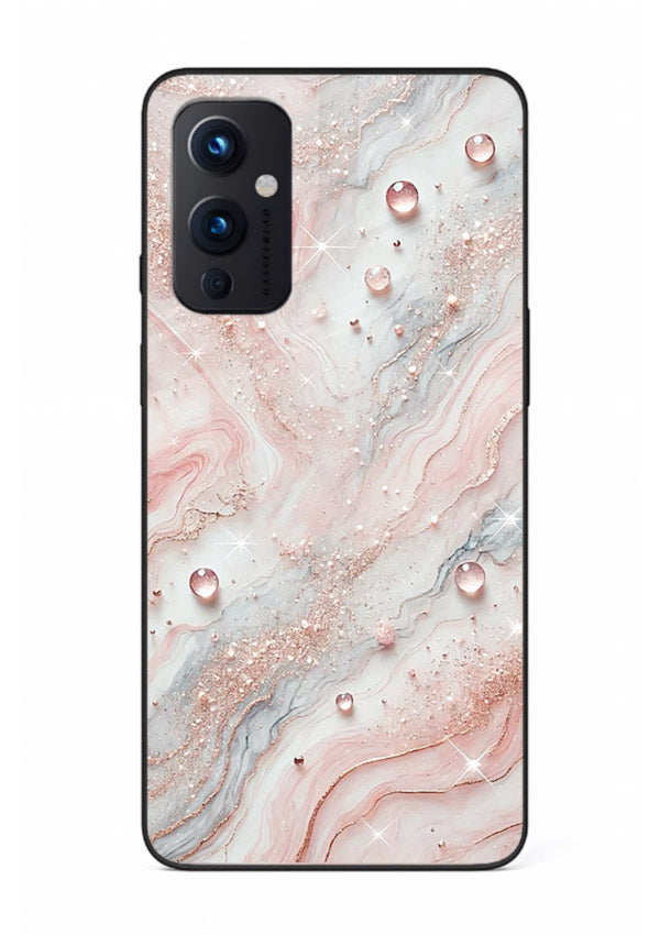 WhiteGold Accent Vein OnePlus 9 Pro glass back cover with white marble and gold accent veins