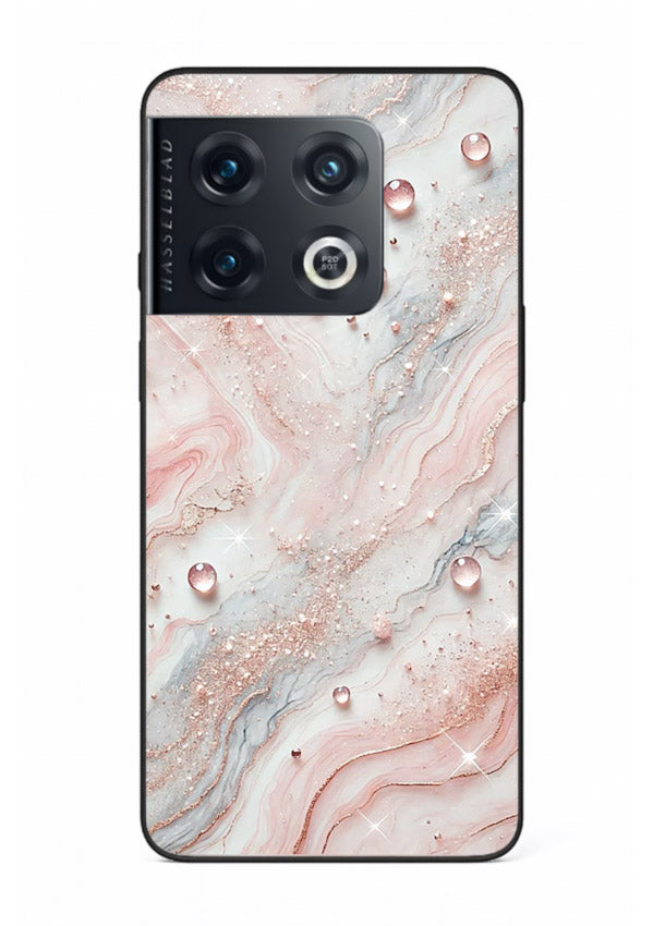 WhiteGold Accent Vein OnePlus 10 Pro glass back cover with white marble and gold accent veins