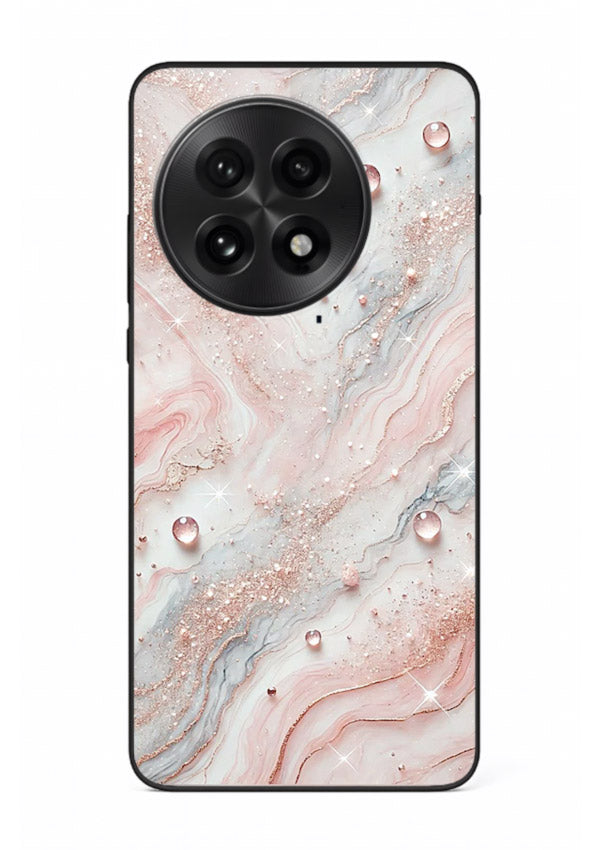 WhiteGold Accent Vein OnePlus 13 glass back cover with white marble and gold accent veins