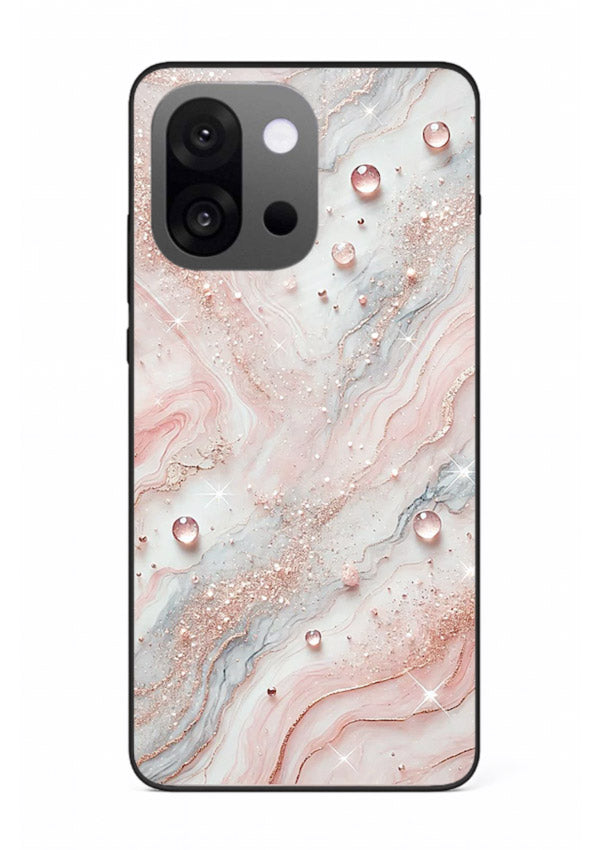 WhiteGold Accent Vein OnePlus 13s glass back cover with white marble and gold accent veins