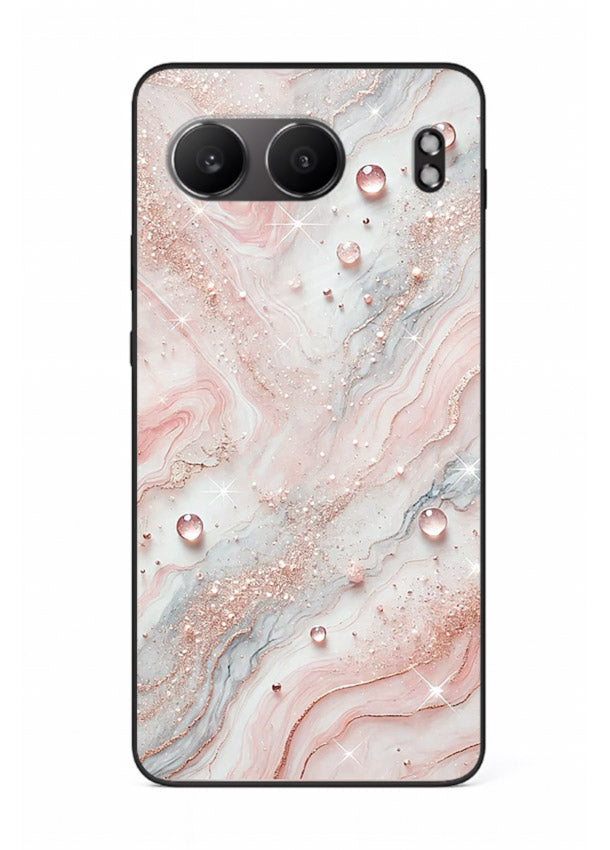 WhiteGold Accent Vein OnePlus Nord 4 glass back cover with white marble and gold accent veins