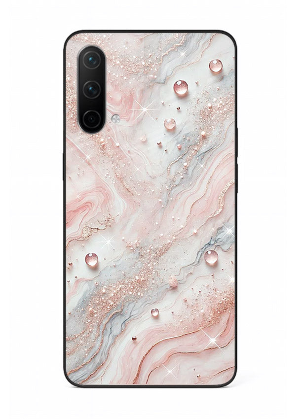 WhiteGold Accent Vein OnePlus Nord CE 5G glass back cover with white marble and gold accent veins