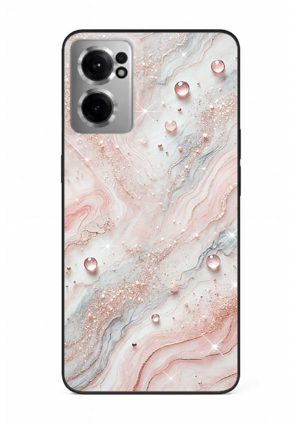 WhiteGold Accent Vein OnePlus Nord CE2 5G glass back cover with white marble and gold accent veins