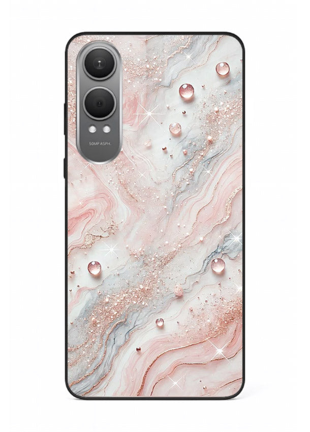 WhiteGold Accent Vein OnePlus Nord CE4 Lite glass back cover with white marble and gold accent veins