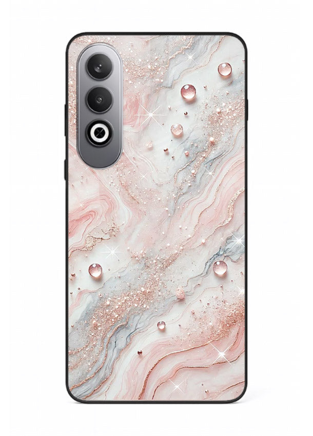 WhiteGold Accent Vein OnePlus Nord CE4 glass back cover with white marble and gold accent veins