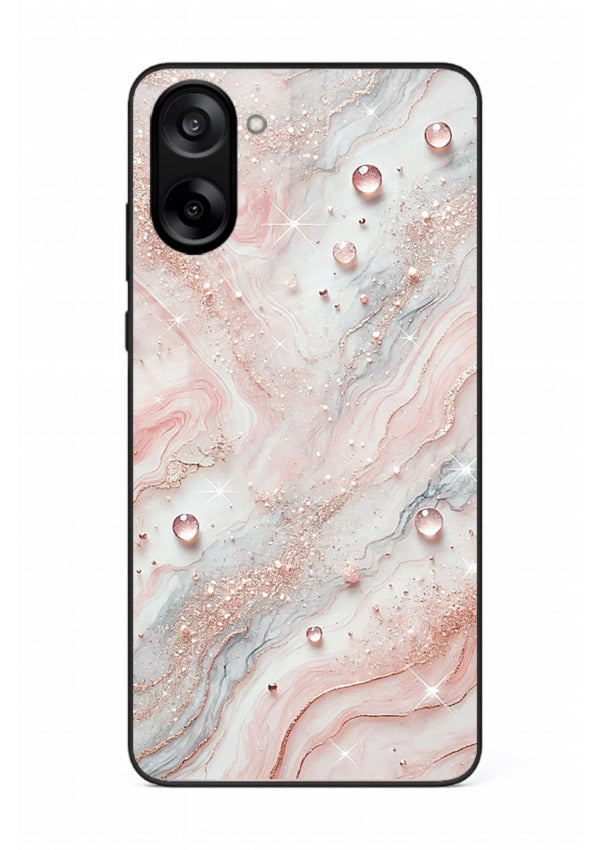 WhiteGold Accent Vein OnePlus Nord CE5 glass back cover with white marble and gold accent veins