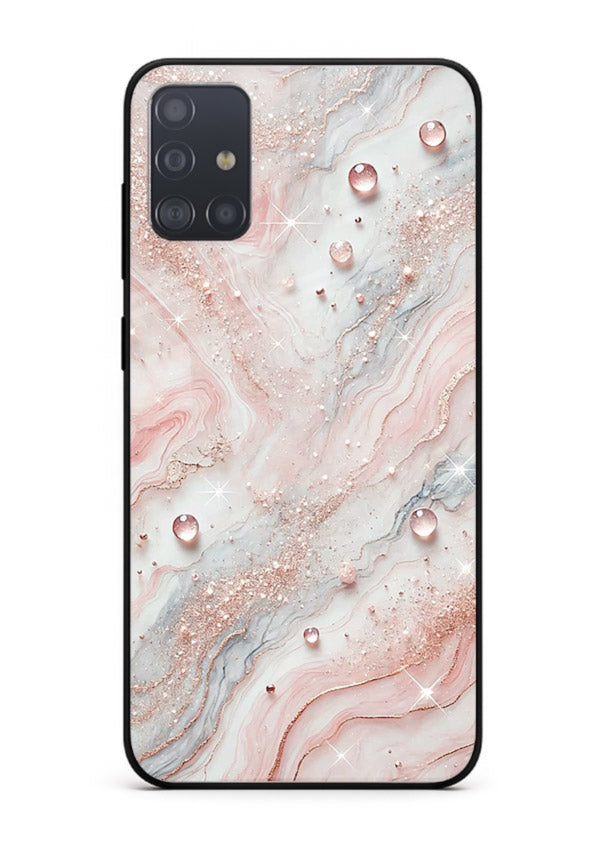 WhiteGold Accent Vein Samsung A71 glass back cover with white marble and gold accent veins