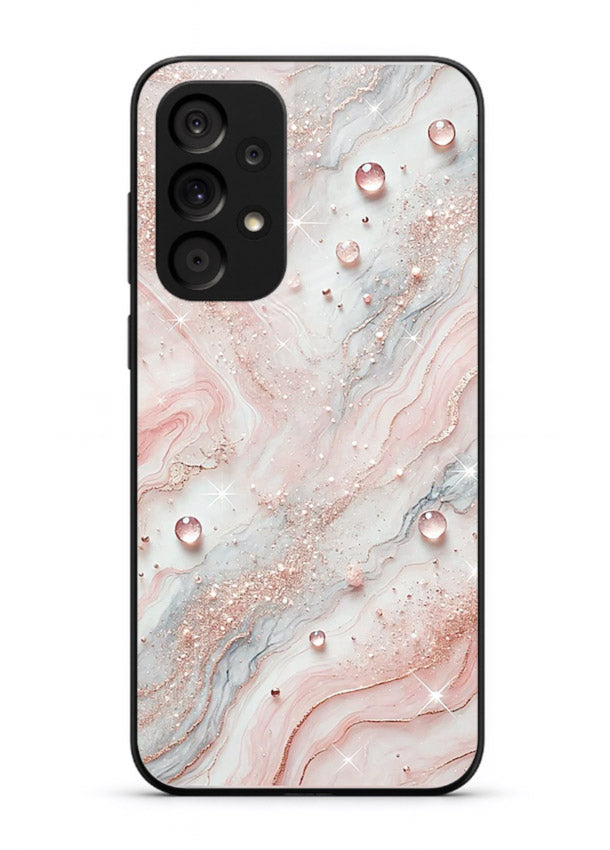 WhiteGold Accent Vein Samsung A53 5G glass back cover with white marble and gold accent veins