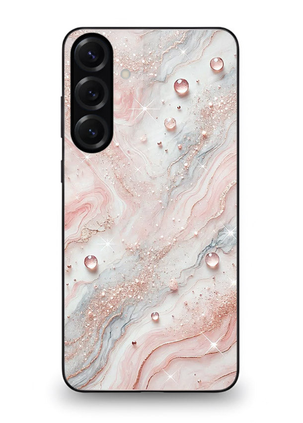 WhiteGold Accent Vein Samsung A16 5G glass back cover with white marble and gold accent veins