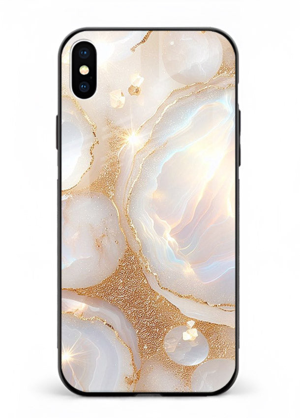 WhiteGold Crackle Marble iphone xs max glass back cover with cracked gold marble detailing