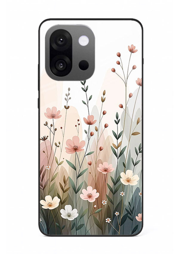 Wild meadow floral artwork on OnePlus 13s glass back cover with soft countryside tones.