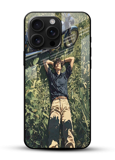 Forest rider lifting bike design on tempered glass mobile back cover - 1