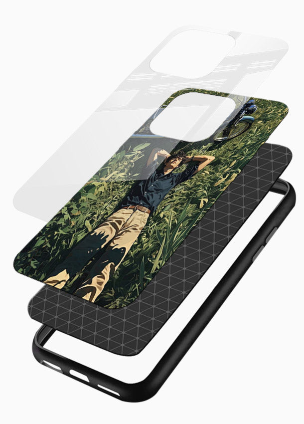 Forest rider lifting bike design on tempered glass mobile back cover - 3