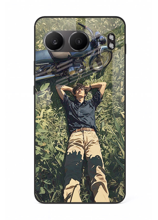 Forest rider lifting bike design on tempered glass OnePlus Nord 4 back cover