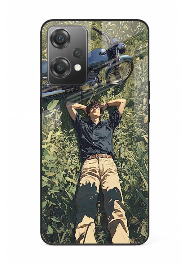 Forest rider lifting bike design on tempered glass OnePlus Nord CE2 Lite 5G back cover