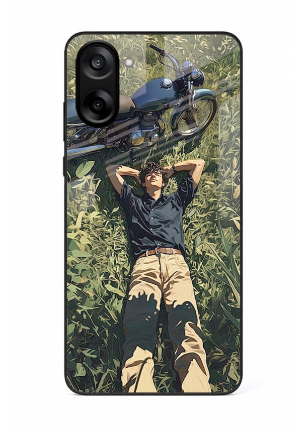 Forest rider lifting bike design on tempered glass OnePlus Nord CE5 back cover