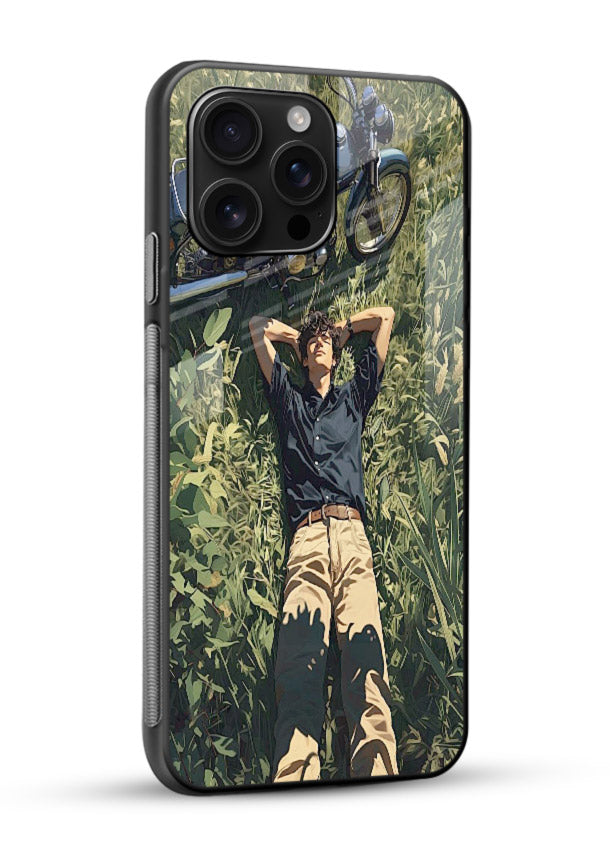 Forest rider lifting bike design on tempered glass mobile back cover - 2