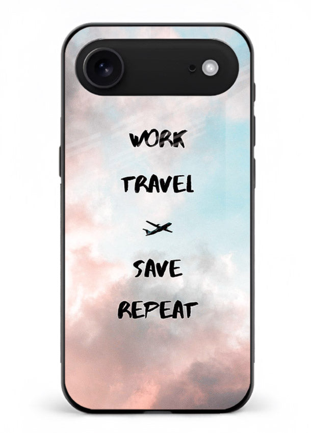 Work Travel Save Repeat artwork iphone 18 air glass back cover