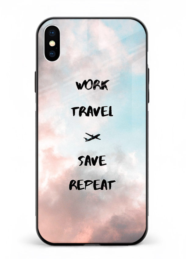 Work Travel Save Repeat artwork iphone xs max glass back cover