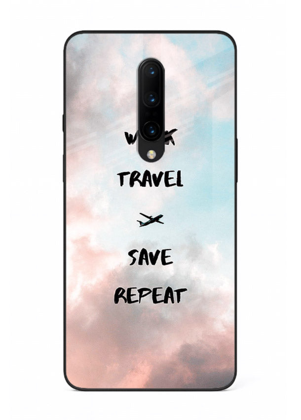 Work Travel Save Repeat artwork OnePlus 8 glass back cover