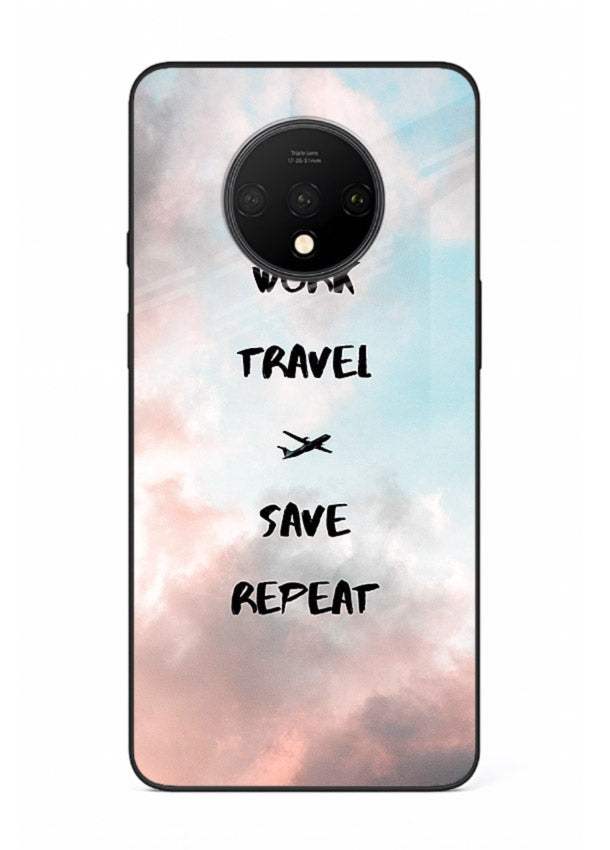 Work Travel Save Repeat artwork OnePlus 7T glass back cover