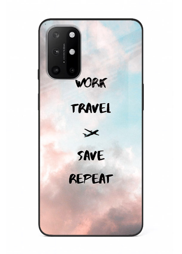 Work Travel Save Repeat artwork OnePlus 8T glass back cover