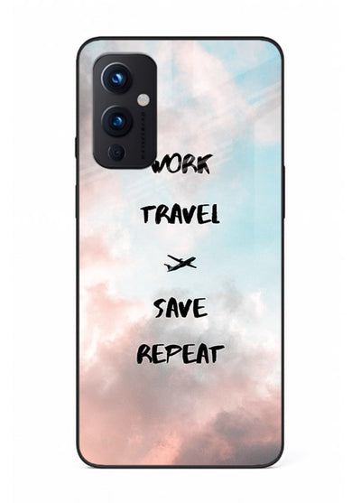 Work Travel Save Repeat artwork OnePlus 9 Pro glass back cover