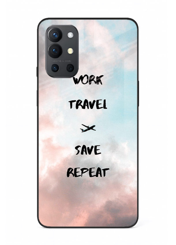 Work Travel Save Repeat artwork OnePlus 9R glass back cover