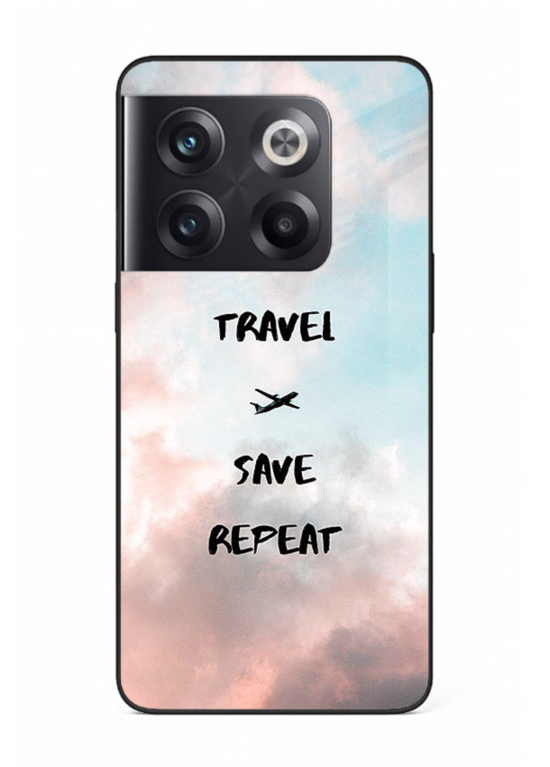Work Travel Save Repeat artwork OnePlus 10T glass back cover