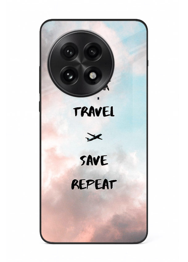 Work Travel Save Repeat artwork OnePlus 13 glass back cover