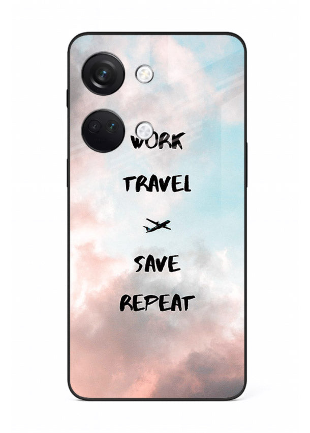 Work Travel Save Repeat artwork OnePlus Nord 3 glass back cover
