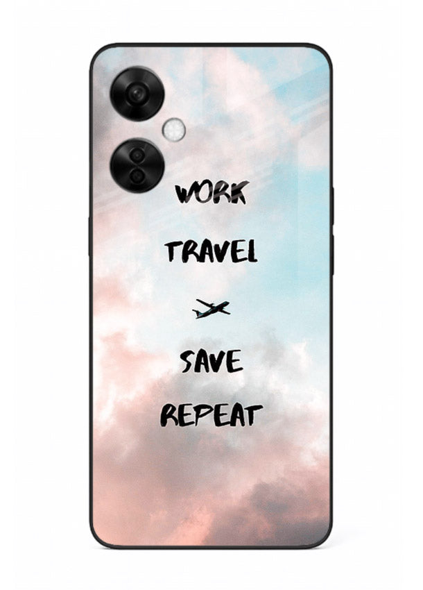 Work Travel Save Repeat artwork OnePlus Nord CE3 Lite glass back cover