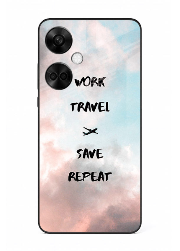 Work Travel Save Repeat artwork OnePlus Nord CE3 glass back cover