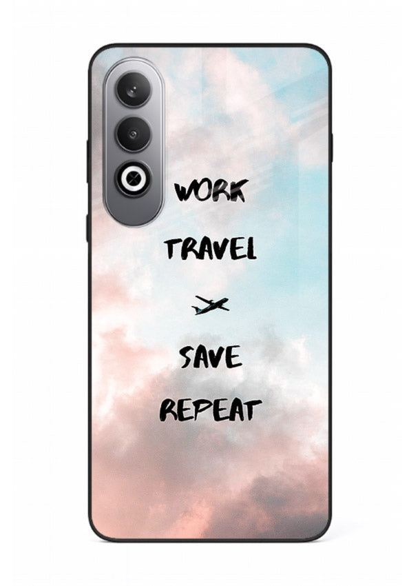 Work Travel Save Repeat artwork OnePlus Nord CE4 glass back cover