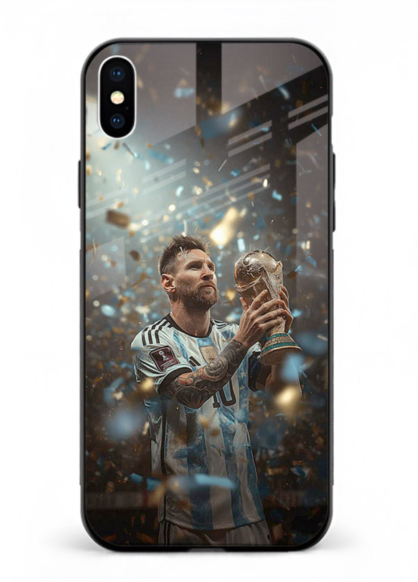 Champion trophy celebration artwork printed on glossy tempered glass iPhone XS Max back cover