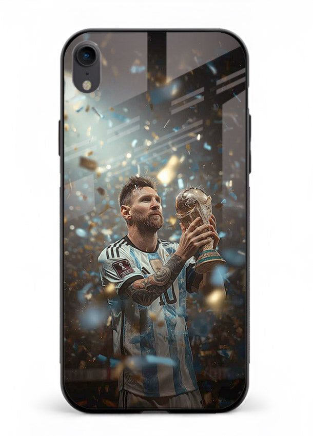Champion trophy celebration artwork printed on glossy tempered glass iPhone XR back cover