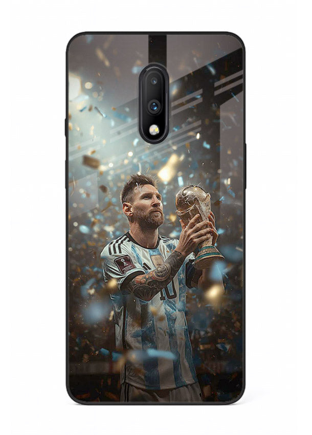 Champion trophy celebration artwork printed on glossy tempered glass OnePlus 7 back cover
