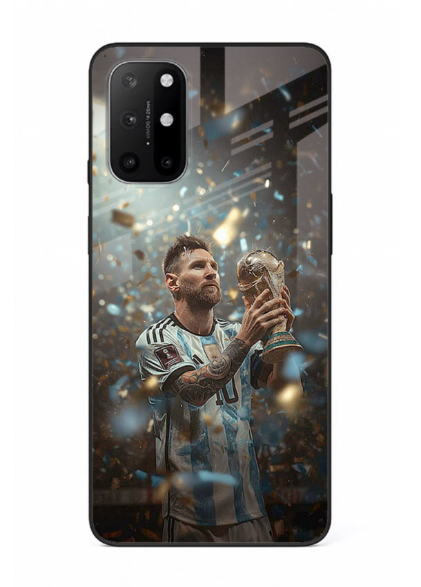 Champion trophy celebration artwork printed on glossy tempered glass OnePlus 8T back cover