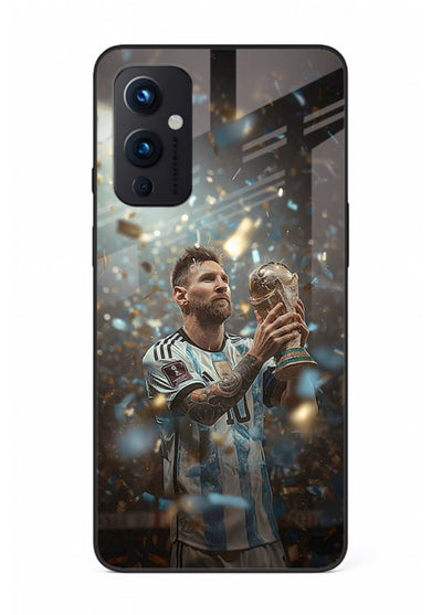 Champion trophy celebration artwork printed on glossy tempered glass OnePlus 9 Pro back cover