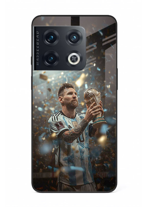 Champion trophy celebration artwork printed on glossy tempered glass OnePlus 10 Pro back cover
