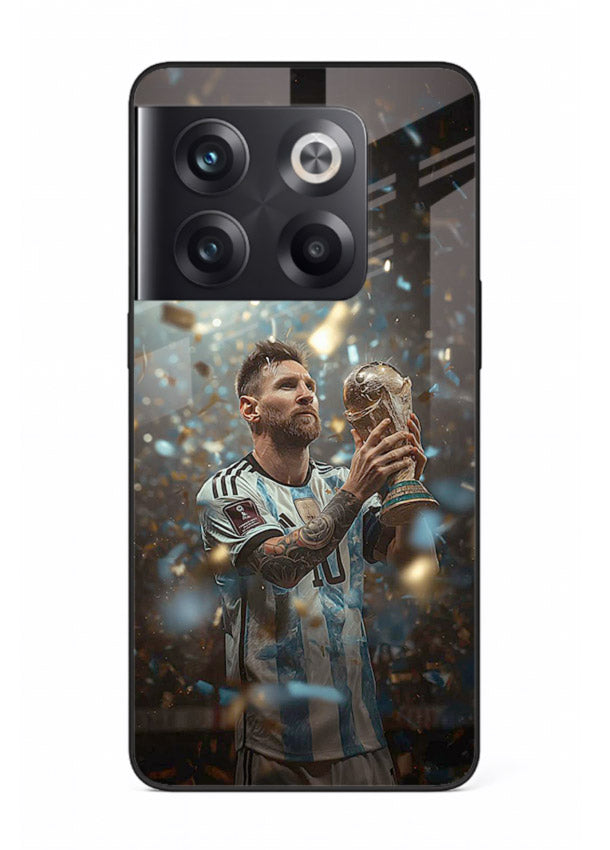 Champion trophy celebration artwork printed on glossy tempered glass OnePlus 10T back cover