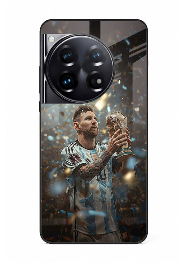 Champion trophy celebration artwork printed on glossy tempered glass OnePlus 12 back cover