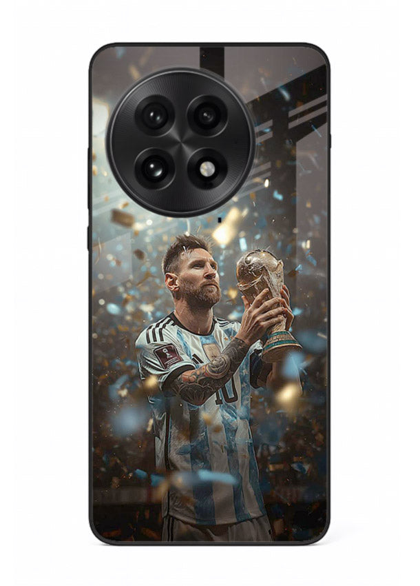 Champion trophy celebration artwork printed on glossy tempered glass OnePlus 13R back cover